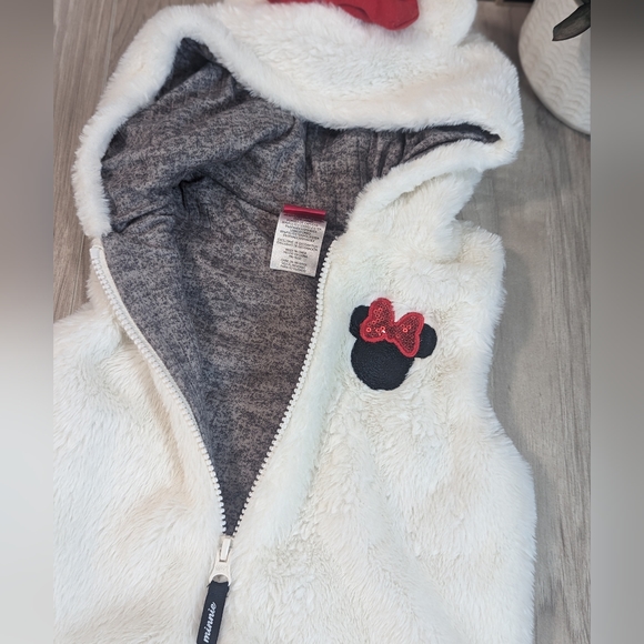 Disney Minnie Mouse Faux Fur Vest Little Girl Size 4 & Mouse Ears - Picture 5 of 16